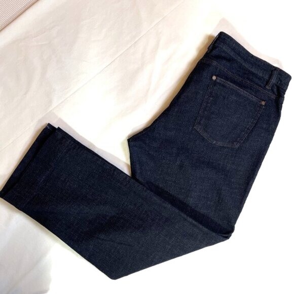 Eileen Fisher Jeans Straight Leg Dark Wash Stretch Size L - Picture 3 of 10